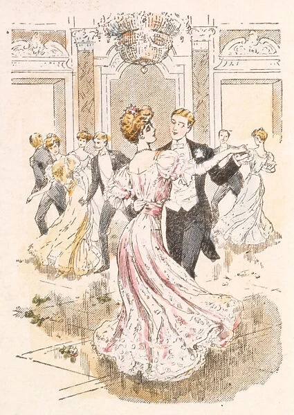 10106239. Fashionable dancers in a hotel ballroom. Date: 1908