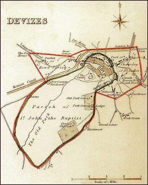 1832 Victorian Map of Devizes