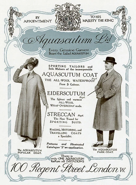 Advert for Aquascutum coats 1912