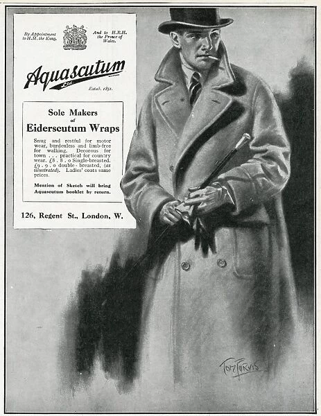 Advert for Aquascutum mens coats 1923