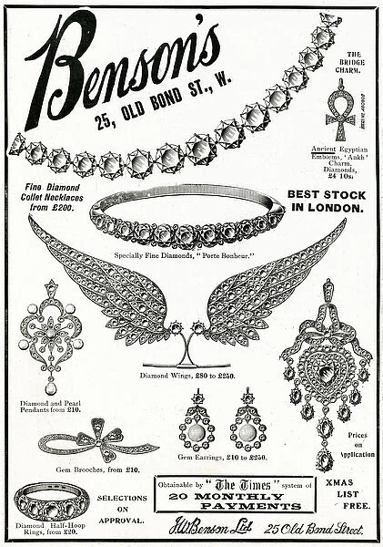 Advert for Bensons Edwardian jewellery 1906