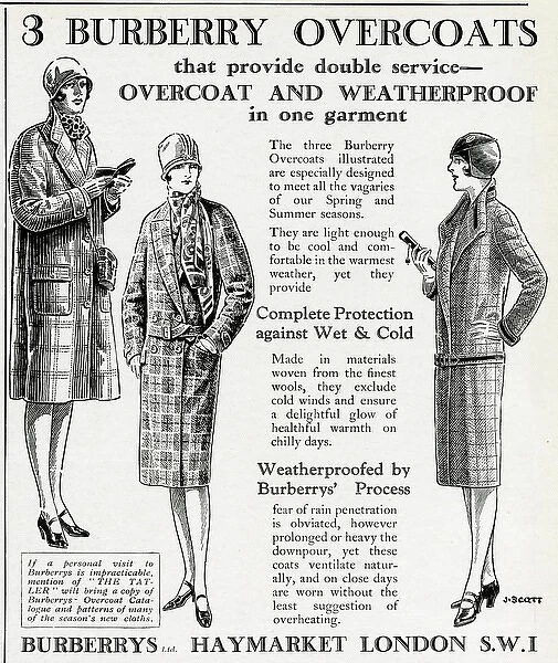 Advert for Burberry overcoats 1928