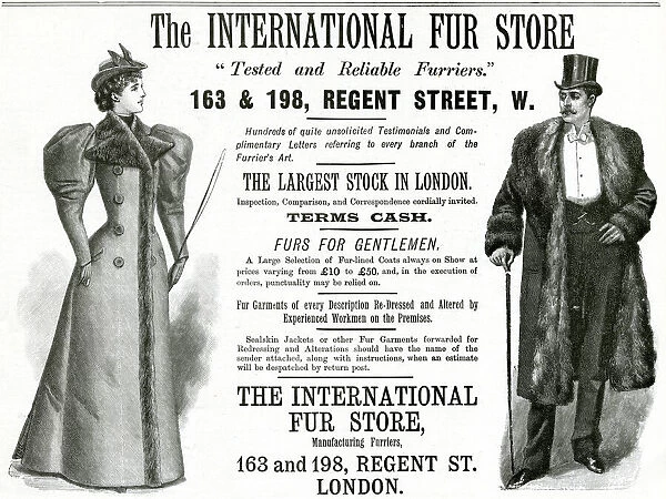 Advert for International Fur Store 1893
