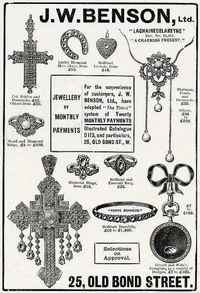 Advert for J. W Benson jewellery 1904