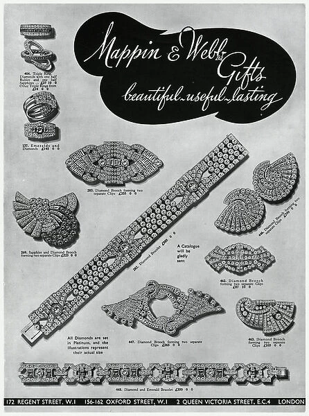 Advert for Mappin & Webb jewellery gifts 1937