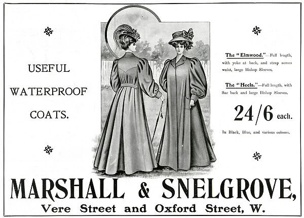 Advert for Marshall Snelgrove waterproof coats 1907 Advert for Marshall