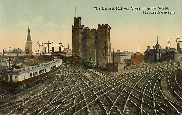 The approach to Newcastle station, claiming to be the Largest Railway Crossing in
