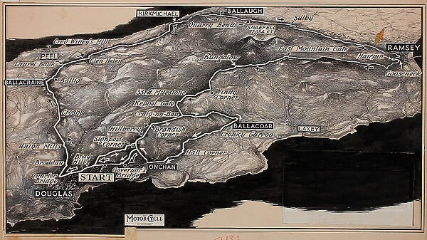 Artwork, Isle of Man map for motor cycle racing