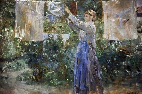 Berthe Morisot (1841-1895). Peasant girl hanging clothes to