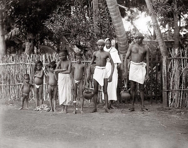 c. 1880s India - group of men and boys with pots