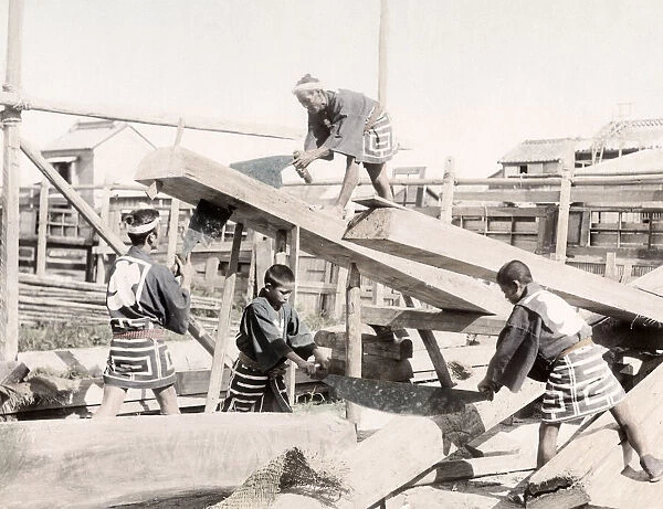 c. 1880s Japan - carpenters at work