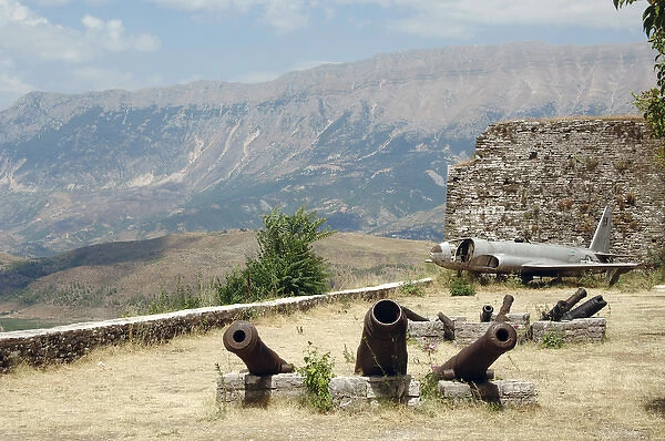 Cannons and American Air Force plane that landed in Albania