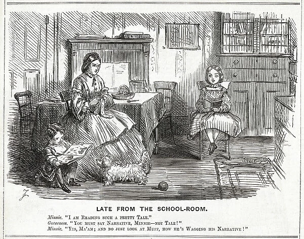 Cartoon, Late from School-Room 1860