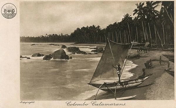 Catamarans on the beach, Colombo, Ceylon (Sri Lanka)