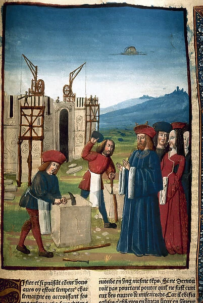 Charlemagne visiting the construction works of Aix la Chapel