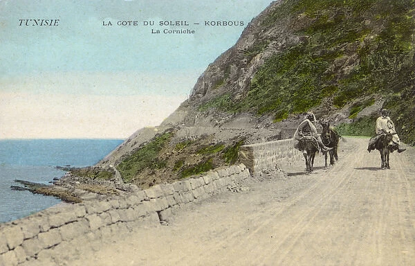 Coast road at Korbous (Qorbus), Tunisia, North Africa