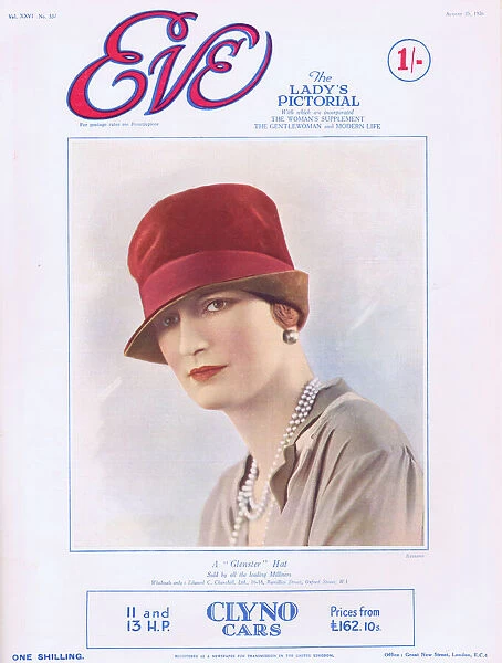 Cover of Eve Magazine August 1926 featuring a Glenster Hat