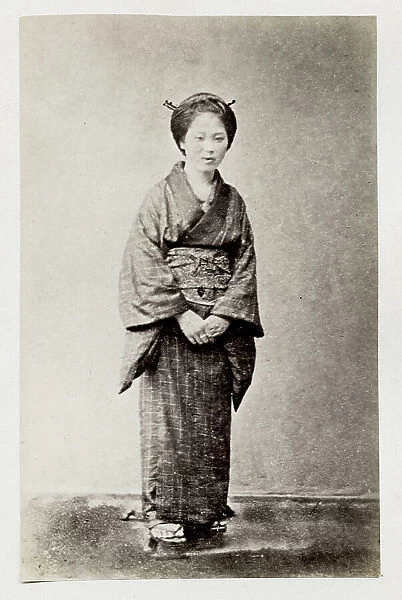 Early portrait, woman in kimono, Japan