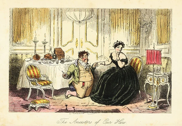 English gentleman courting a young lady in a restaurant
