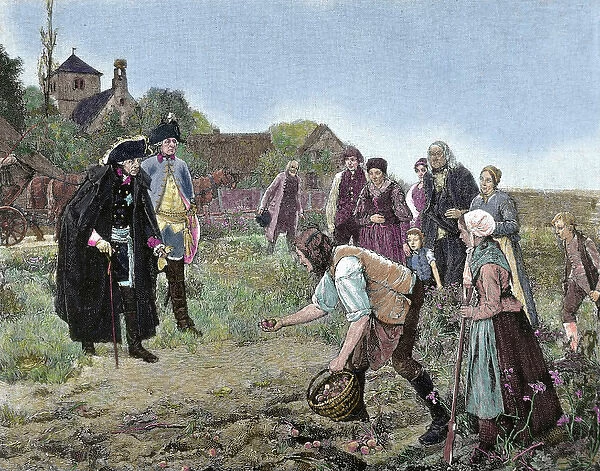 Frederick the Great (1712-1786) visiting farmers as they wor
