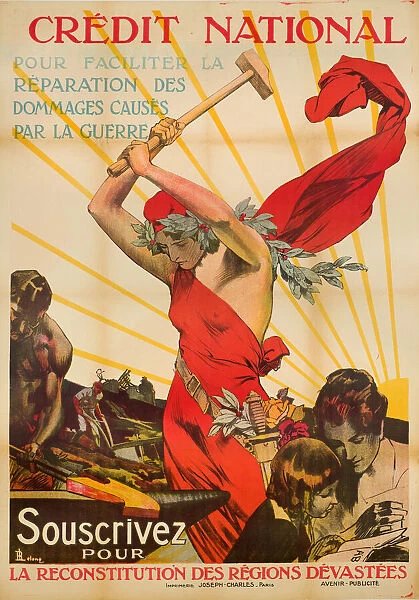 French postwar poster, finance for reconstruction