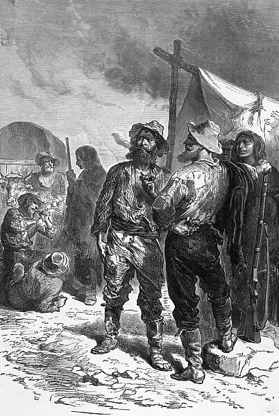 Frontiersmen trade with native Americans