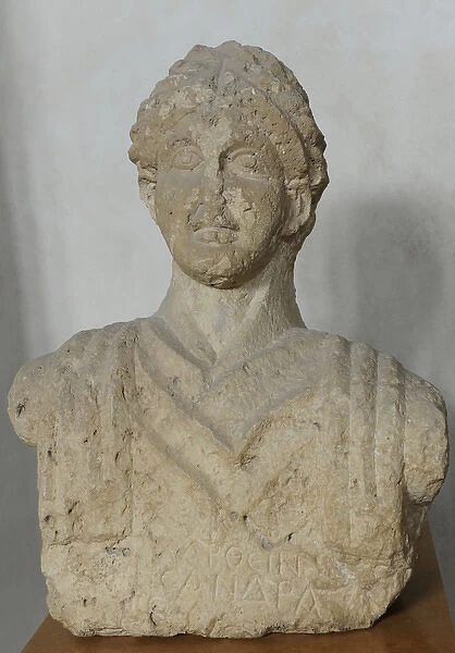 Funerary bust of a woman. Limestone. From Beth Shean, Israel