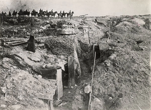 German cavalry overlook the enemys shattered reserve position on the Western Front