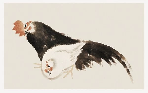 HOKUSAI, Katsushika (1760-1849). Cocks. Japanese