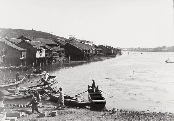 Houses and boats, Yangtze River, Hanyang, Wuhan area, China