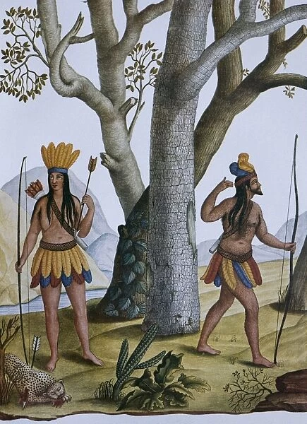 Indigenous hunters of Brazil, 18th century. Costumbrism