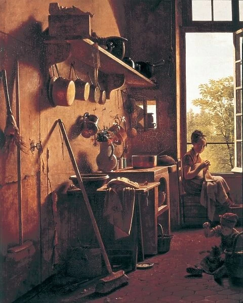 Interior of a kitchen by Martin Drolling