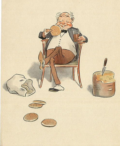 Jumbles by Lewis Baumer - Man with Beer and Biscuit