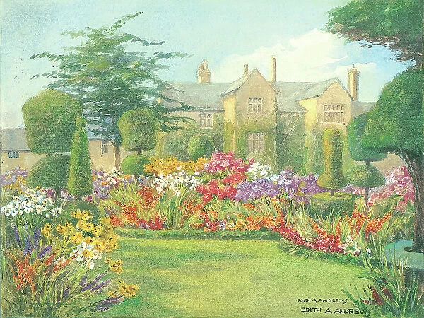 Levens Hall Cumbria Garden Flowers Watercolour