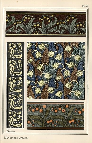 Lily of the valley in art nouveau patterns