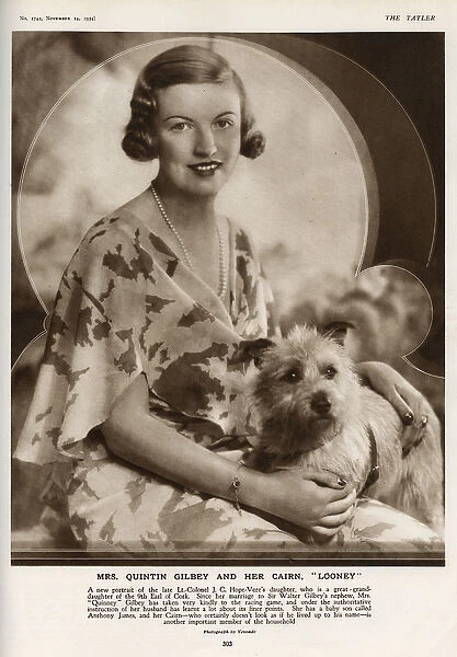 Mrs Quintin Gilbey and her Cairn by Madame Yevonde