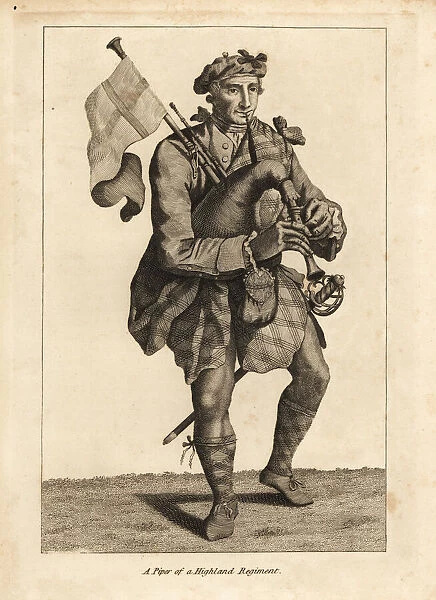 Piper of a Highland Regiment, 17th century
