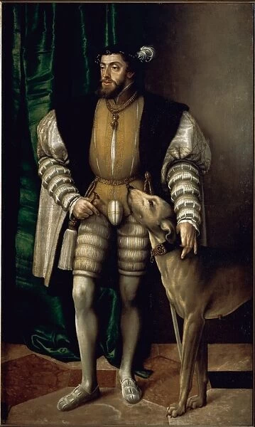 Portrait of Emperor Charles V with a Dog, 1533, by Titian