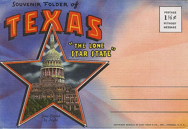 Postcard booklet, Souvenir folder of Texas, USA