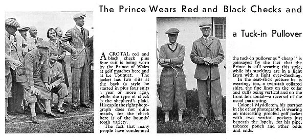 The Prince of Wales wears checks & pullover for golf, 1930
