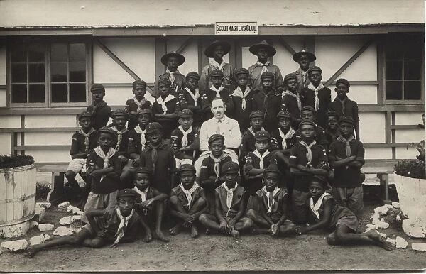Scouts and cubs from Ghana with their leader