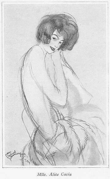 A sketch by Jean Gabriel Domergue of Alice Cocea, Paris