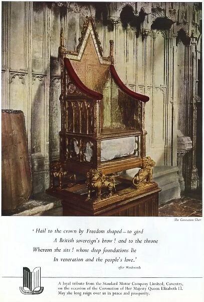 Standard Motor Company advert featuring Coronation Chair, 19