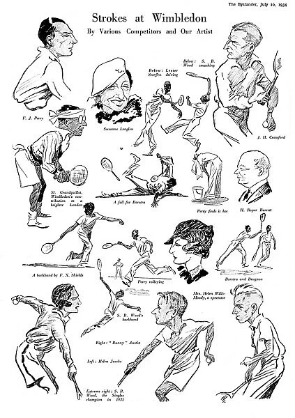 Strokes at Wimbledon - caricatures of tennis players