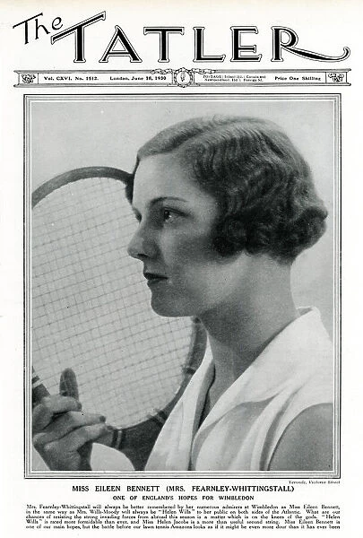 Tatler cover - Eileen Bennett, tennis player, Madame Yevonde