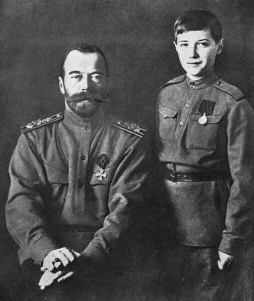 Tsar Nicolas and son during Revolution, Russia