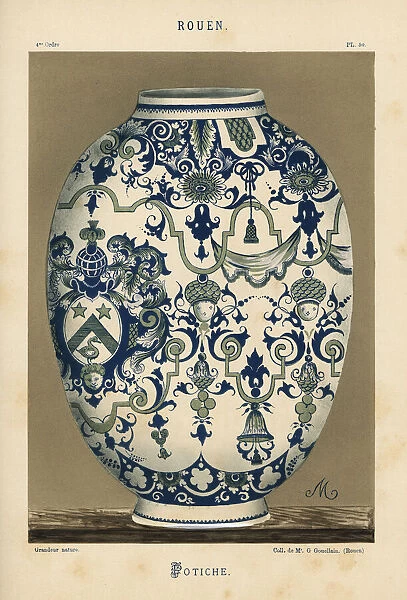 Vase or potiche from Rouen, with heraldic