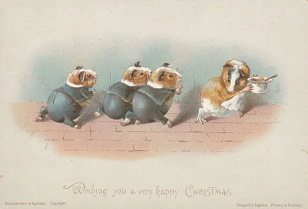 Victorian Greeting Card - Hungry Guinea-Pigs