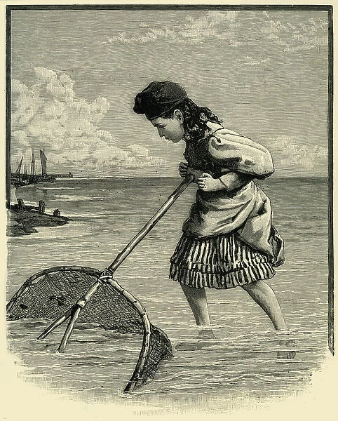 Young girl shrimping