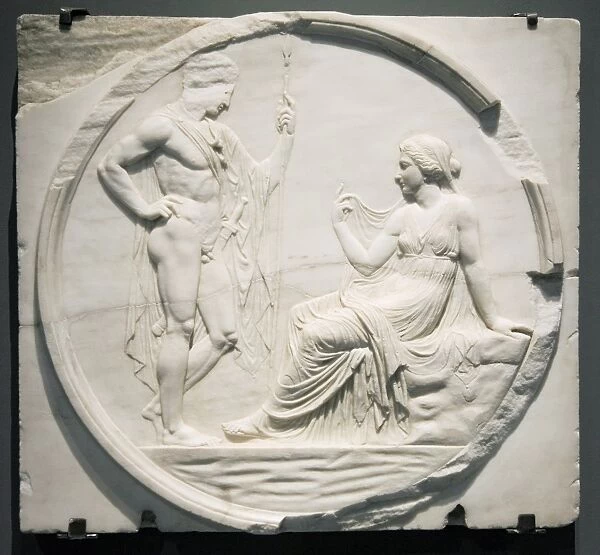 Achilles consulting Pythia, Roman carving